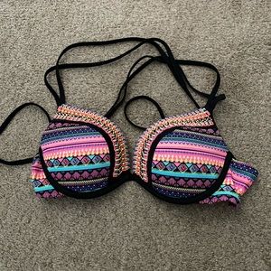 Shade & shore cross cross Aztec beaded bikini top